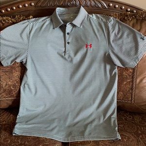 Under Armour men’s medium gray/black striped polo
